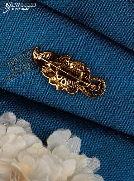 Antique saree pin with kemp and cz stones