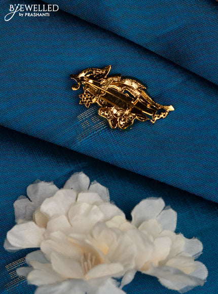 Antique saree pin floral design with kemp and cz stones