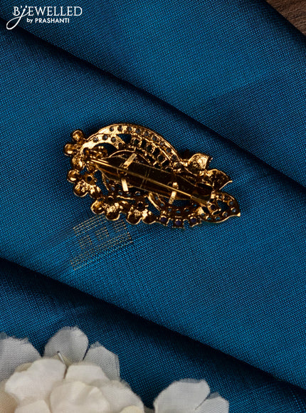 Antique saree pin with kemp and cz stones