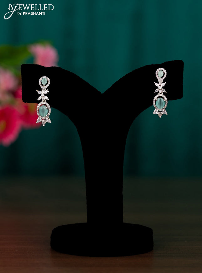 Zircon earrings with mint green and cz stones