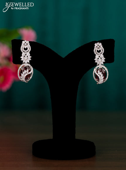 Zircon earrings with ruby and cz stones