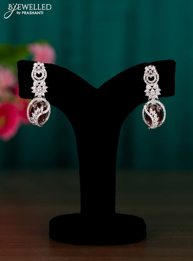 Zircon earrings with ruby and cz stones