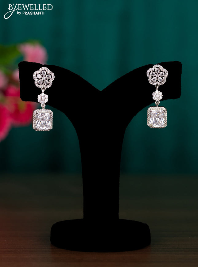 Zircon floral design earrings with cz stones