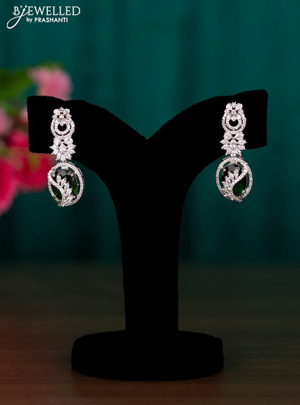 Zircon earrings with emerald and cz stones