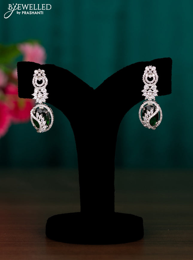 Zircon earrings with emerald and cz stones