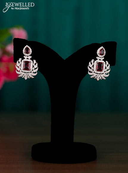 Zircon earrings with ruby and cz stones