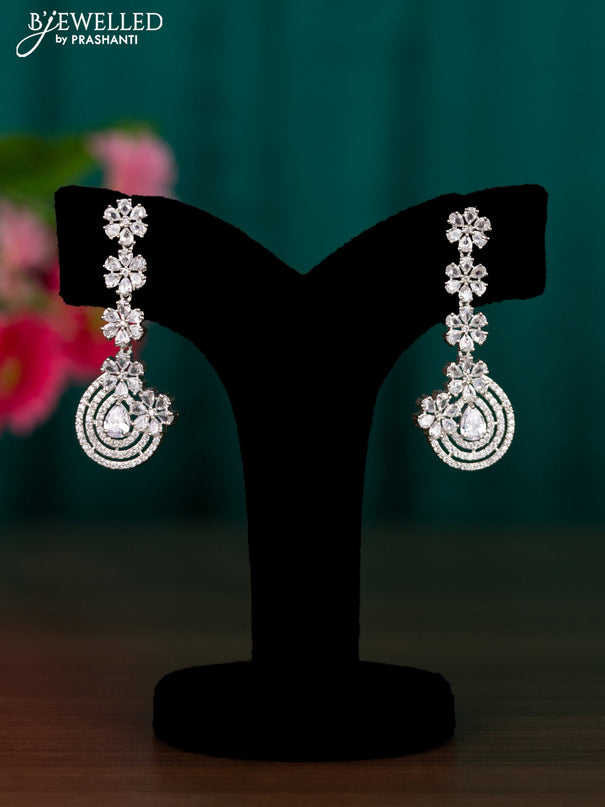 Zircon floral design earrings with cz stones