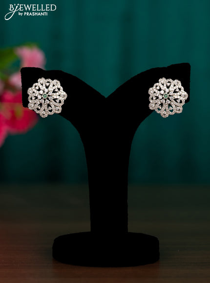 Zircon floral design earrings with cz stones
