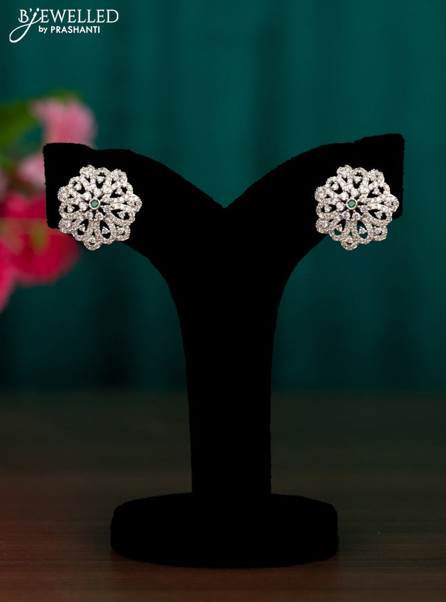Zircon floral design earrings with cz stones