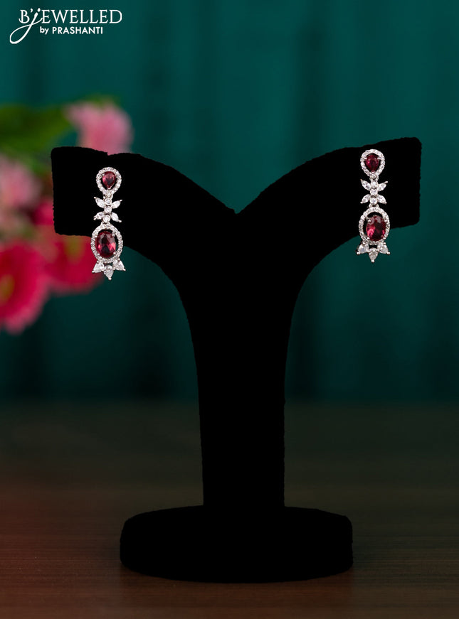Zircon earrings with ruby and cz stones