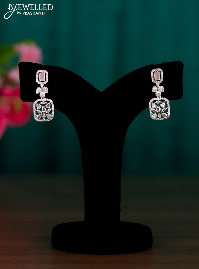 Zircon earrings with baby pink and cz stones