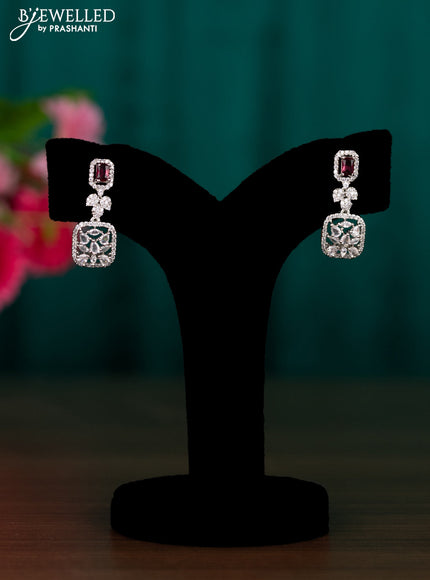 Zircon earrings with ruby and cz stones