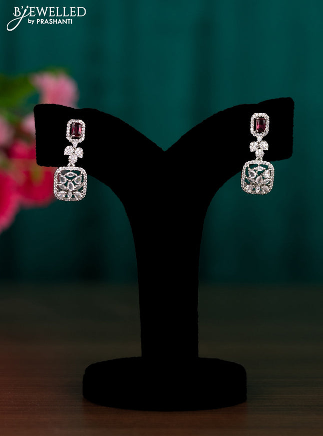 Zircon earrings with ruby and cz stones