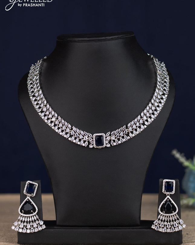 Zircon necklace with sapphire & cz stones