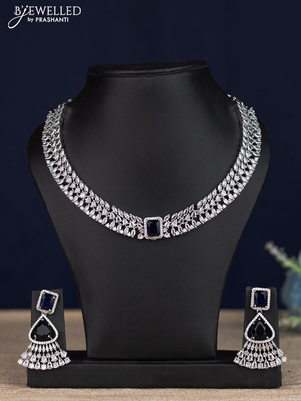 Zircon necklace with sapphire & cz stones