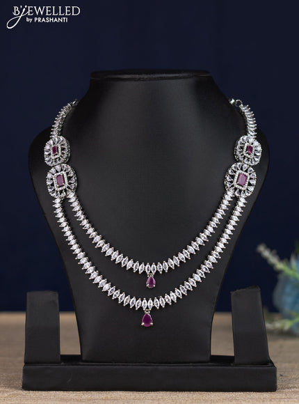 Zircon necklace with ruby & cz stones without earrings