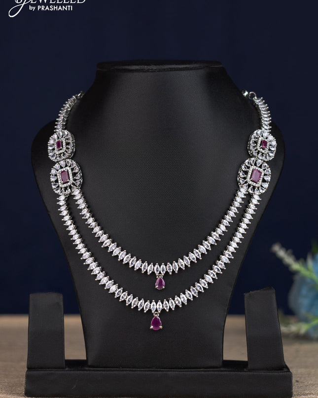 Zircon necklace with ruby & cz stones without earrings