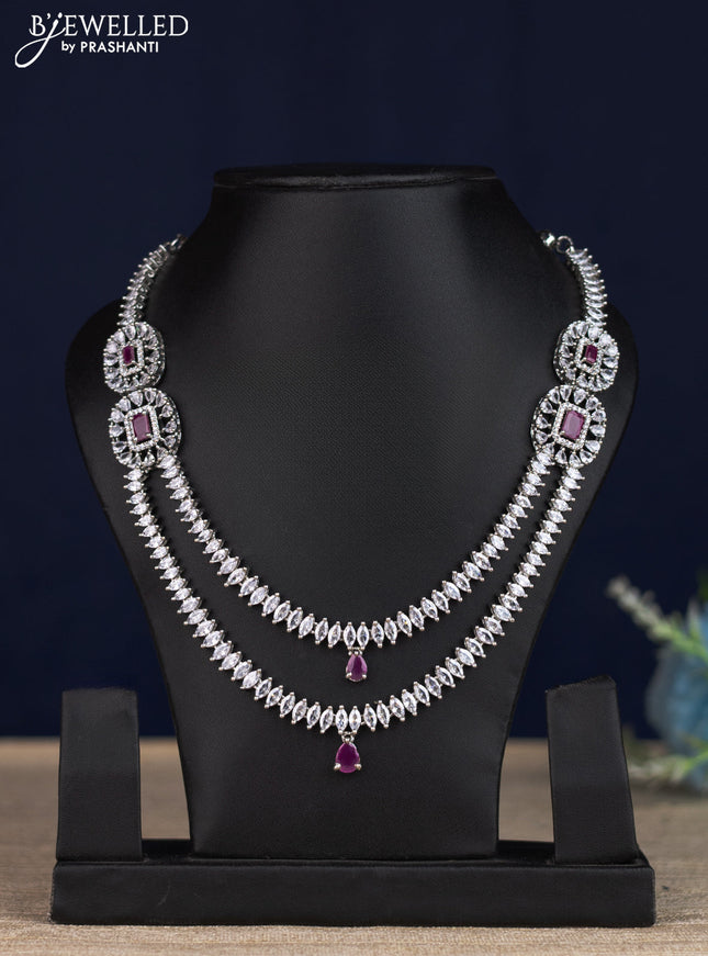 Zircon necklace with ruby & cz stones without earrings