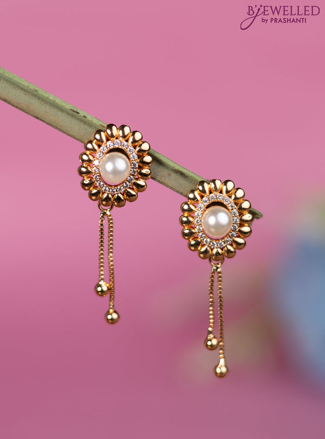 Rose gold earrings with cz stones and hangings