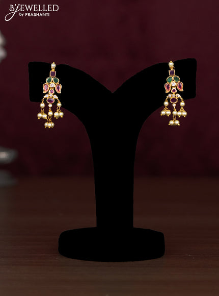 Antique guttapusalu necklace with kemp & cz stones and pearl hangings