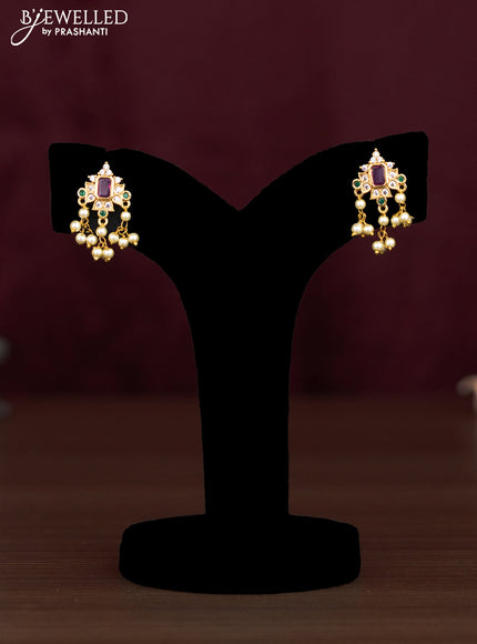 Antique guttapusalu necklace with kemp & cz stones and pearl hangings