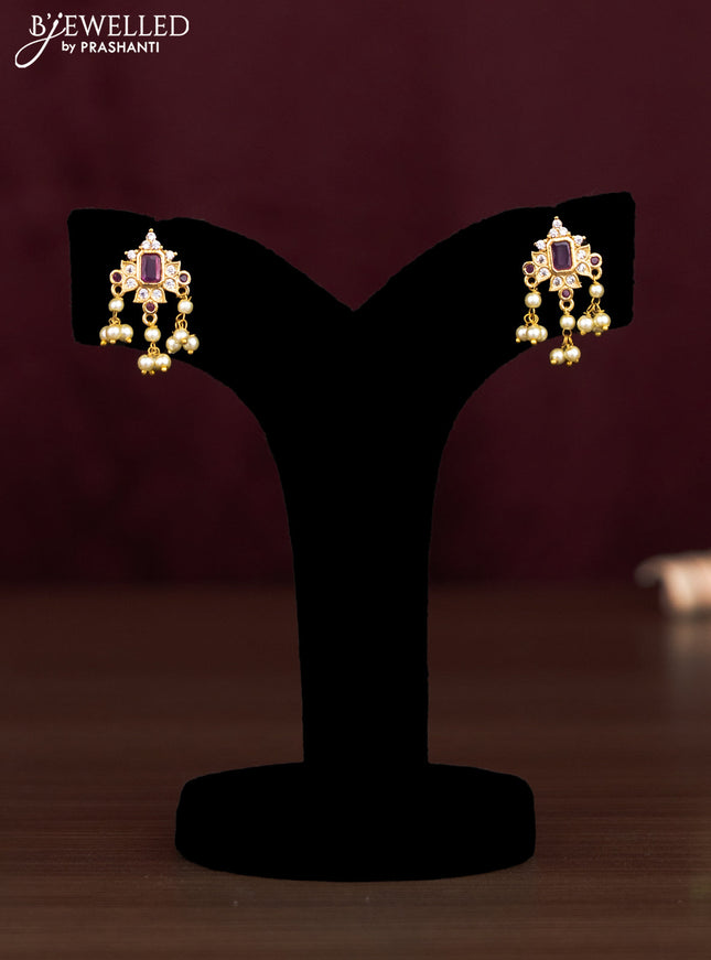 Antique guttapusalu necklace with ruby & cz stones and pearl hangings