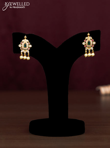 Antique guttapusalu necklace with kemp & cz stones and pearl hangings