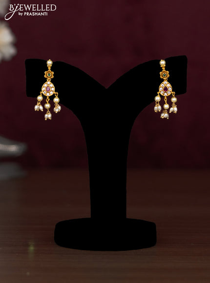 Antique guttapusalu necklace floral design with kemp & cz stones and pearl hangings