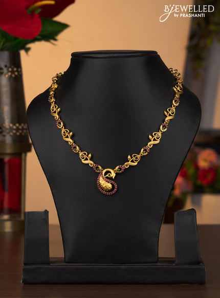 Antique necklace peacock design with kemp stones without earrings