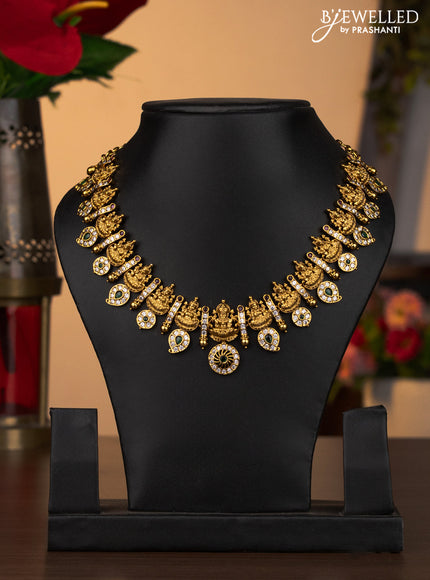 Antique necklace lakshmi design with kemp and cz stones without earrings