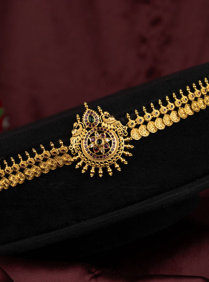 Antique hip chain with peacock design and kemp & cz stones