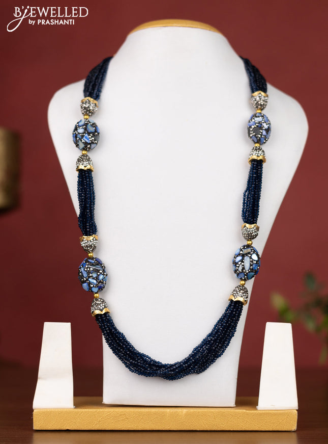 Jaipur crystal beaded blue necklace with ice blue and grey stones without earrings