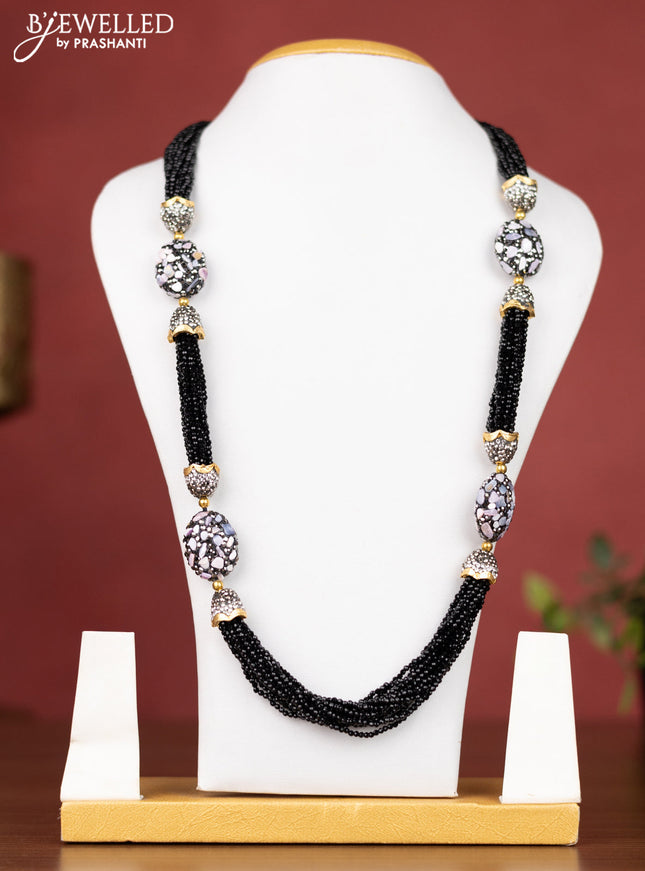 Jaipur crystal beaded black necklace with multicolour and grey stones without earrings