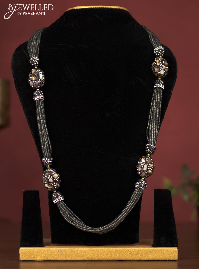 Jaipur crystal beaded grey necklace with grey stones without earrings