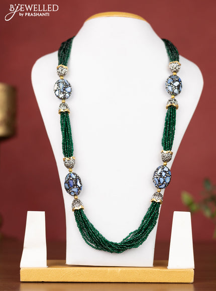 Jaipur crystal beaded green necklace with blue and grey stones without earrings