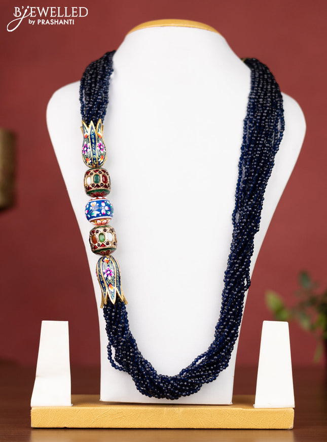 Jaipur crystal beaded navy blue necklace with minakari balls and multicolour stones  without earrings