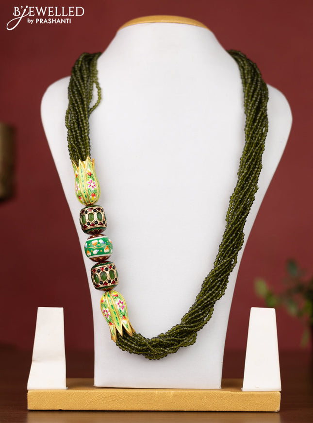 Jaipur crystal beaded green necklace with minakari balls and green stones  without earrings