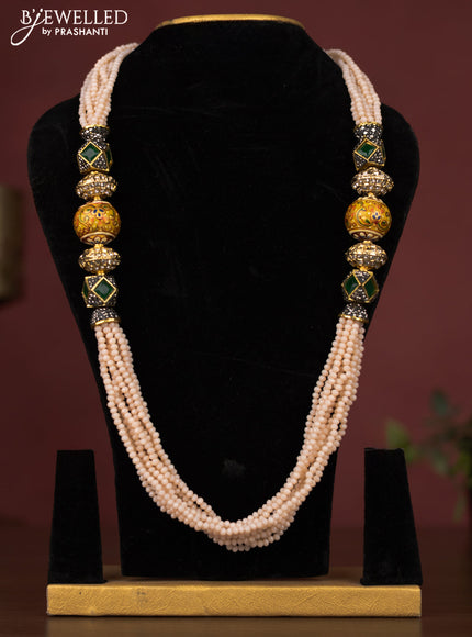 Jaipur peach crystal with minakari balls and green stones without earring