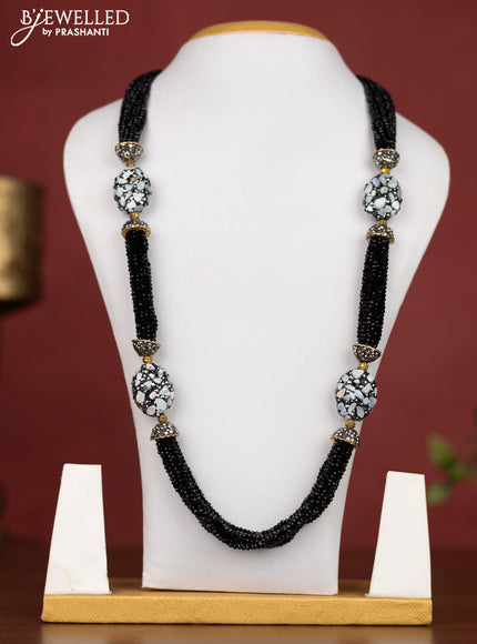 Jaipur crystal beaded black necklace with minakari balls without earrings