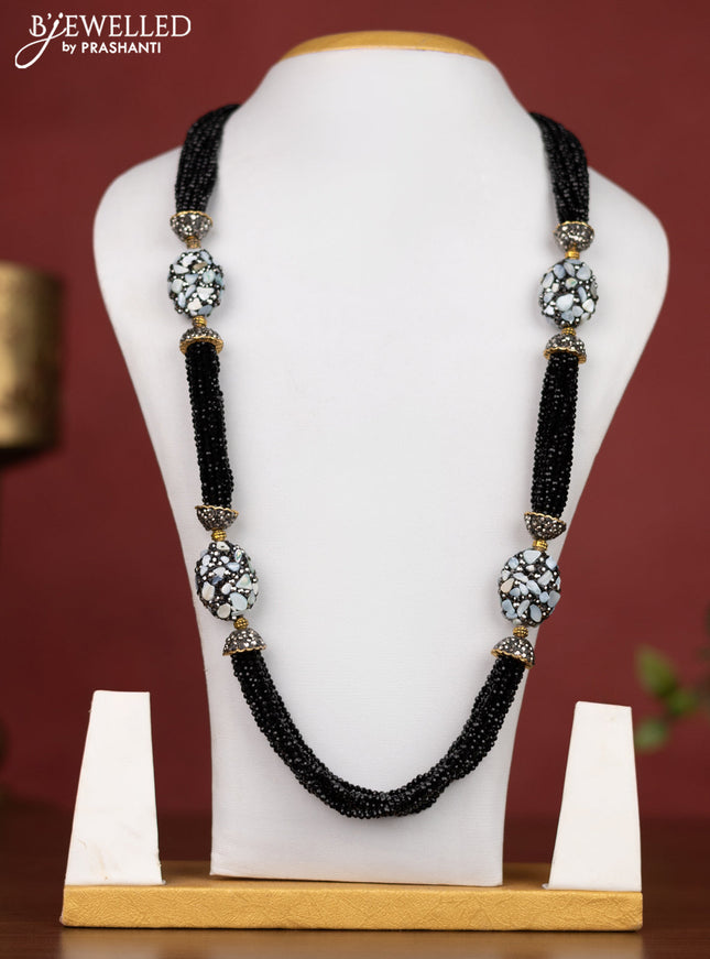 Jaipur crystal beaded black necklace with minakari balls without earrings
