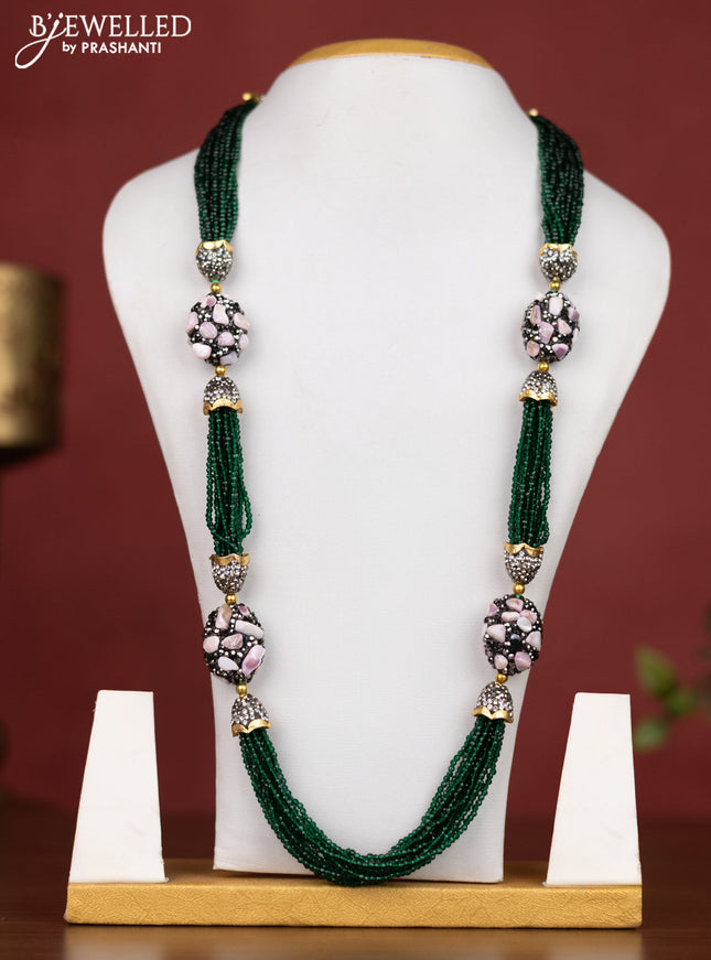 Jaipur green crystal with minakari balls without earrings