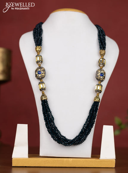 Jaipur crystal beaded peacock green necklace with minakari balls without earring