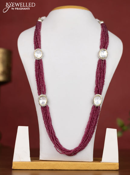 Jaipur multilayer beaded magenta pink necklace & cz stones without earring