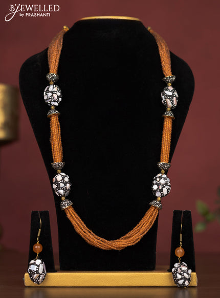 Jaipur crystal beaded orange necklace with minakari balls