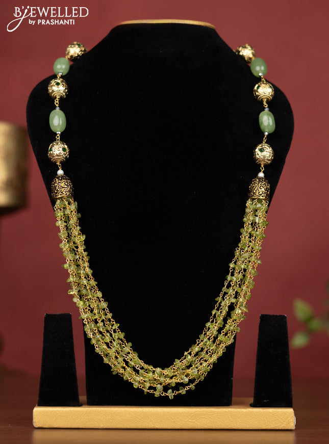 Jaipur crystal beaded green necklace with minakari balls and green stones without earring