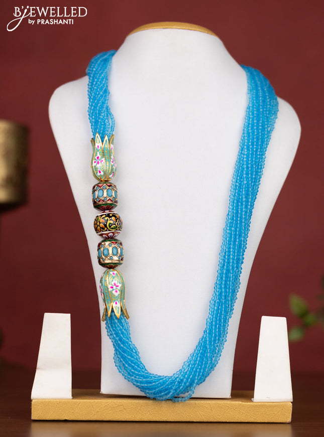 Jaipur crystal multilayer beaded blue necklace with minakari balls and without earring
