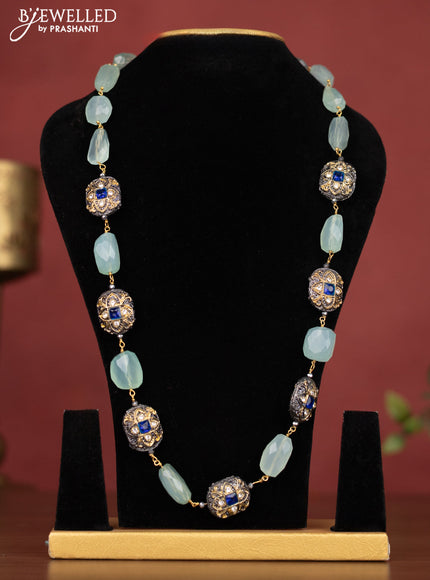 Jaipur crystal beaded ice blue necklace with blue stones without earring