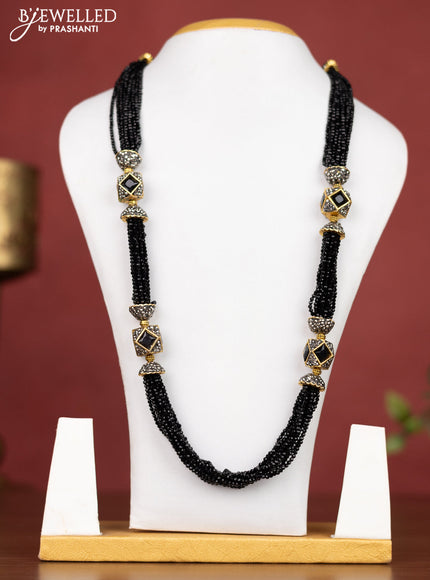 Jaipur crystal beaded black necklace with black stones without earring