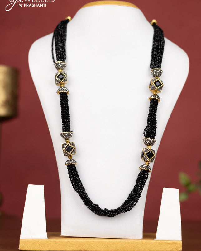 Jaipur crystal beaded black necklace with black stones without earring