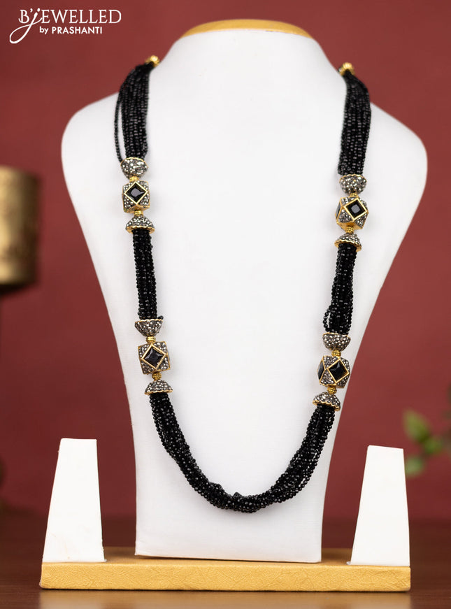 Jaipur crystal beaded black necklace with black stones without earring